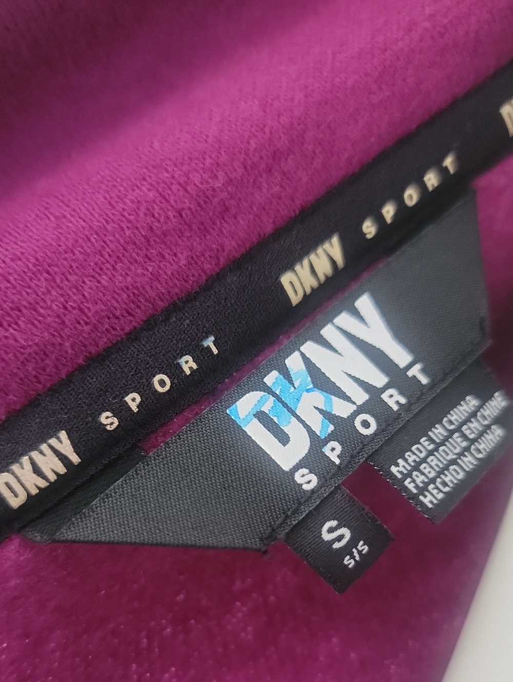 DKNY Fuchsia Half-Zip Pullover with Gold Logo - Picture 9 of 10